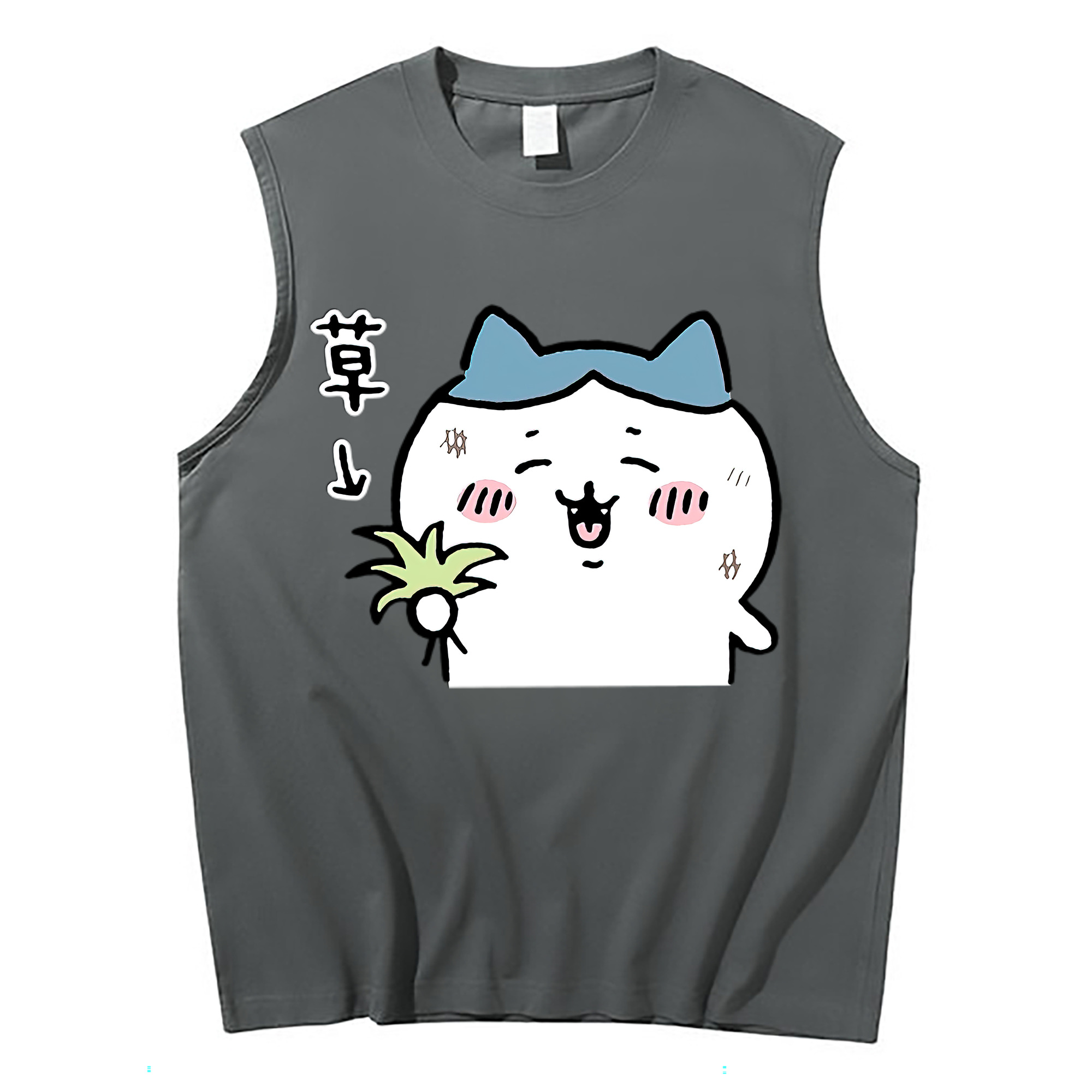 （画像用） ちいかわ ハチワレ Chii-kawa hachiware コットン100％タンクトップ（フロントプリント）